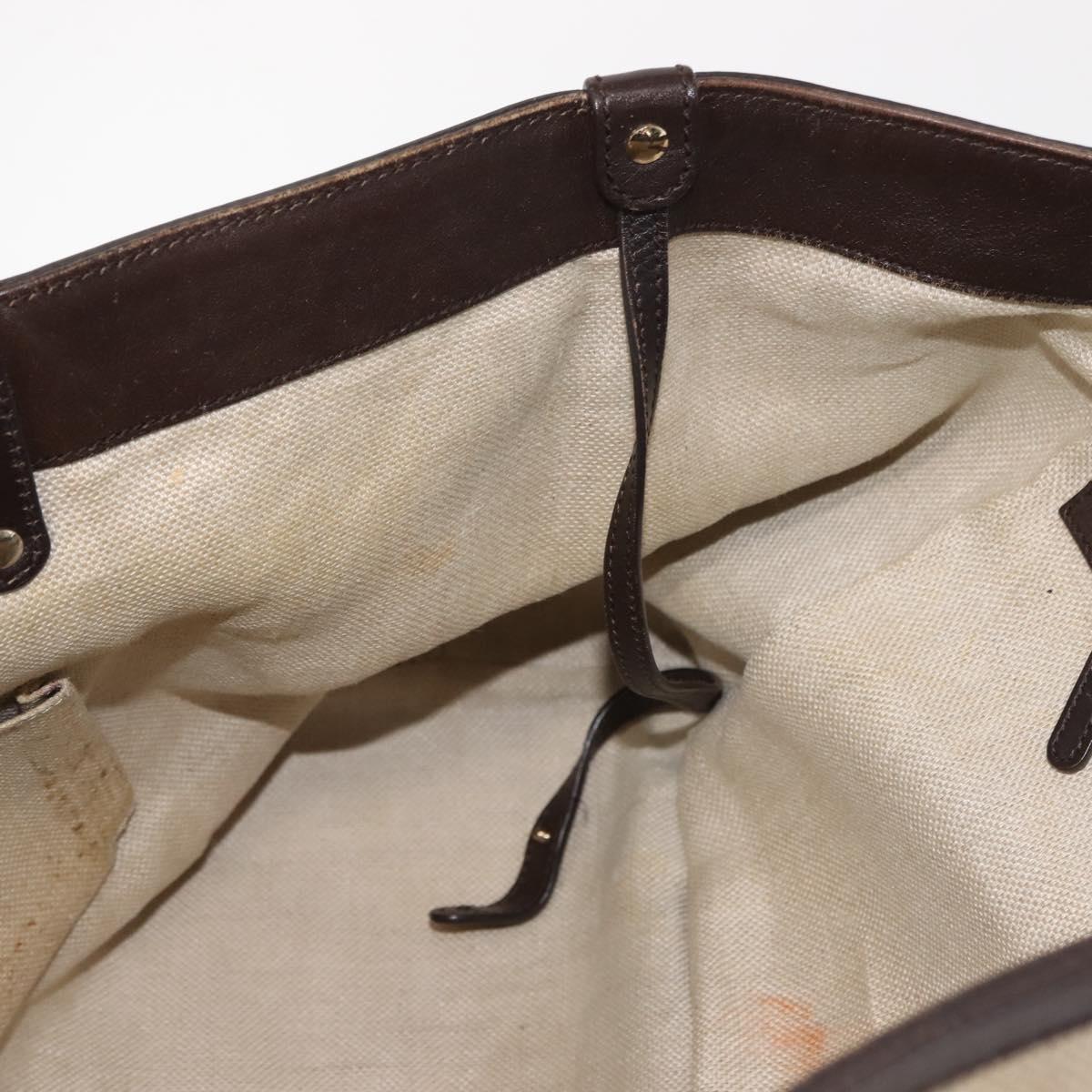 GUCCI Tote Bag Canvas Beige Gold 247209 Auth BA7278