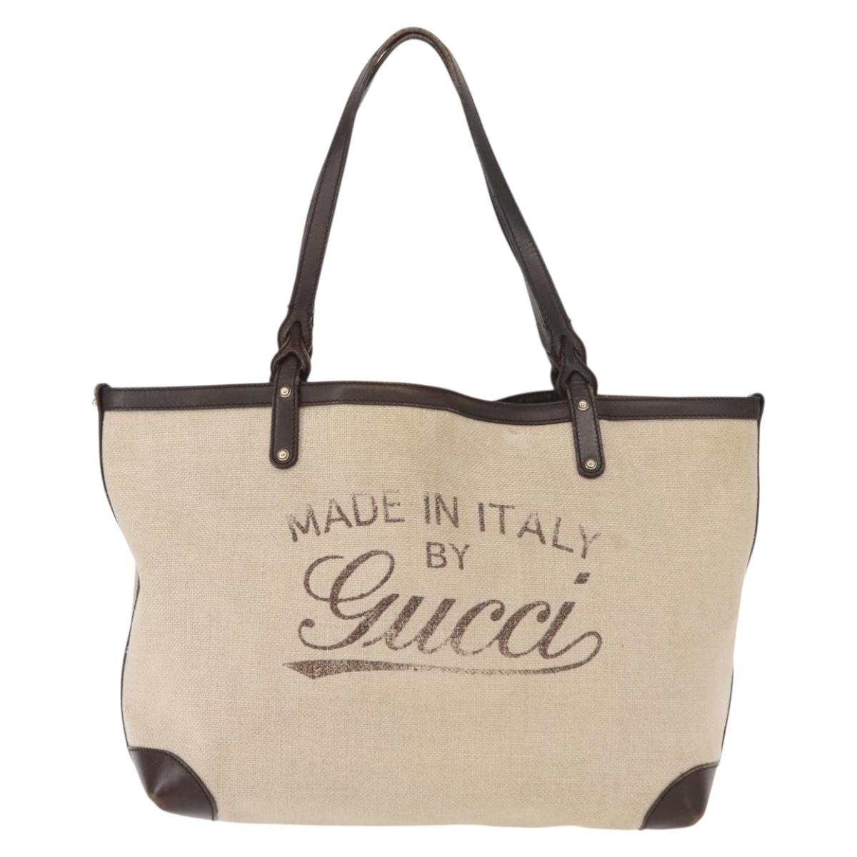GUCCI Tote Bag Canvas Beige Gold 247209 Auth BA7278