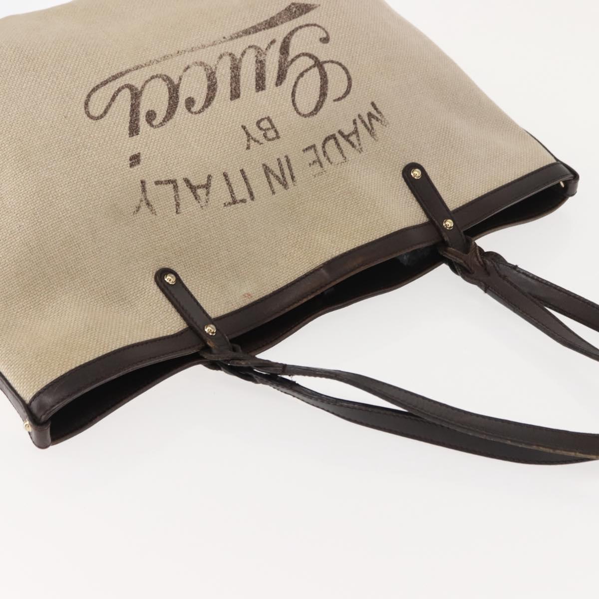 GUCCI Tote Bag Canvas Beige Gold 247209 Auth BA7278