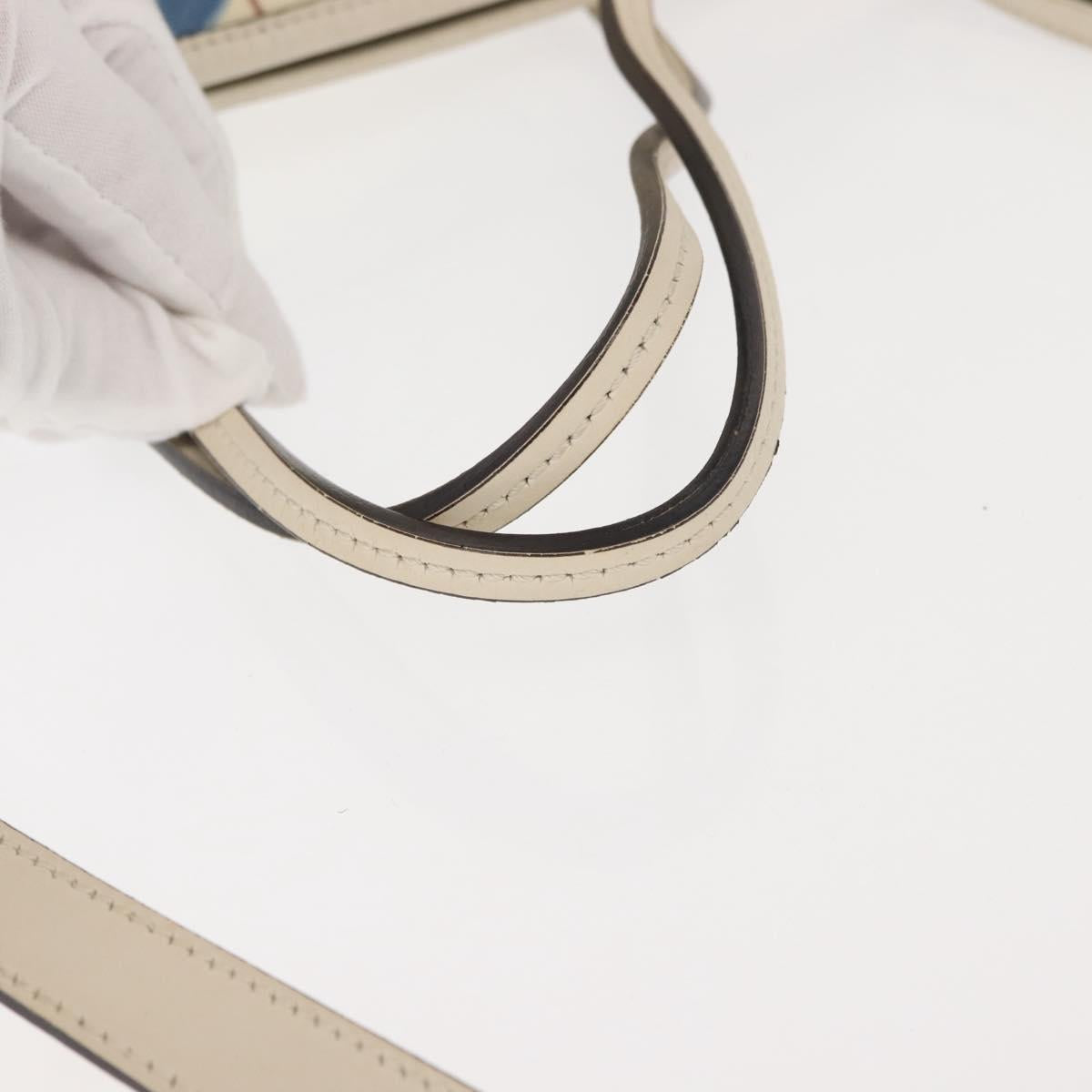 GUCCI Flora Tote Bag Nylon Leather 2way Beige Silver 353440 Auth BA7279