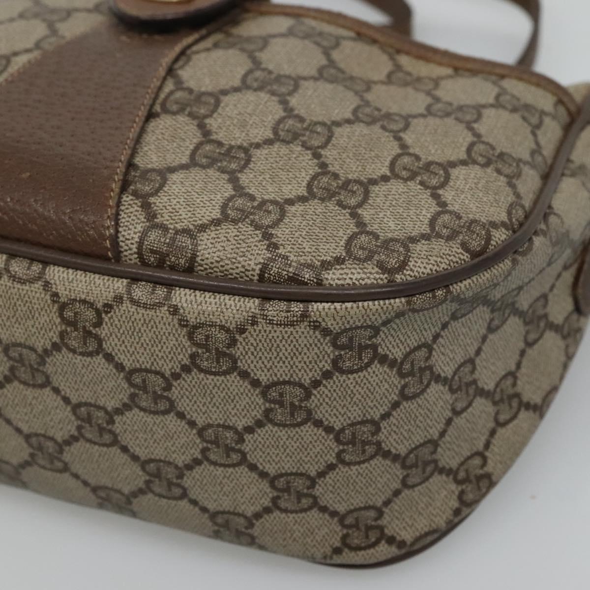 GUCCI GG Supreme Web Sherry Line Bag PVC Beige Gold 89 02 032 Auth BA728