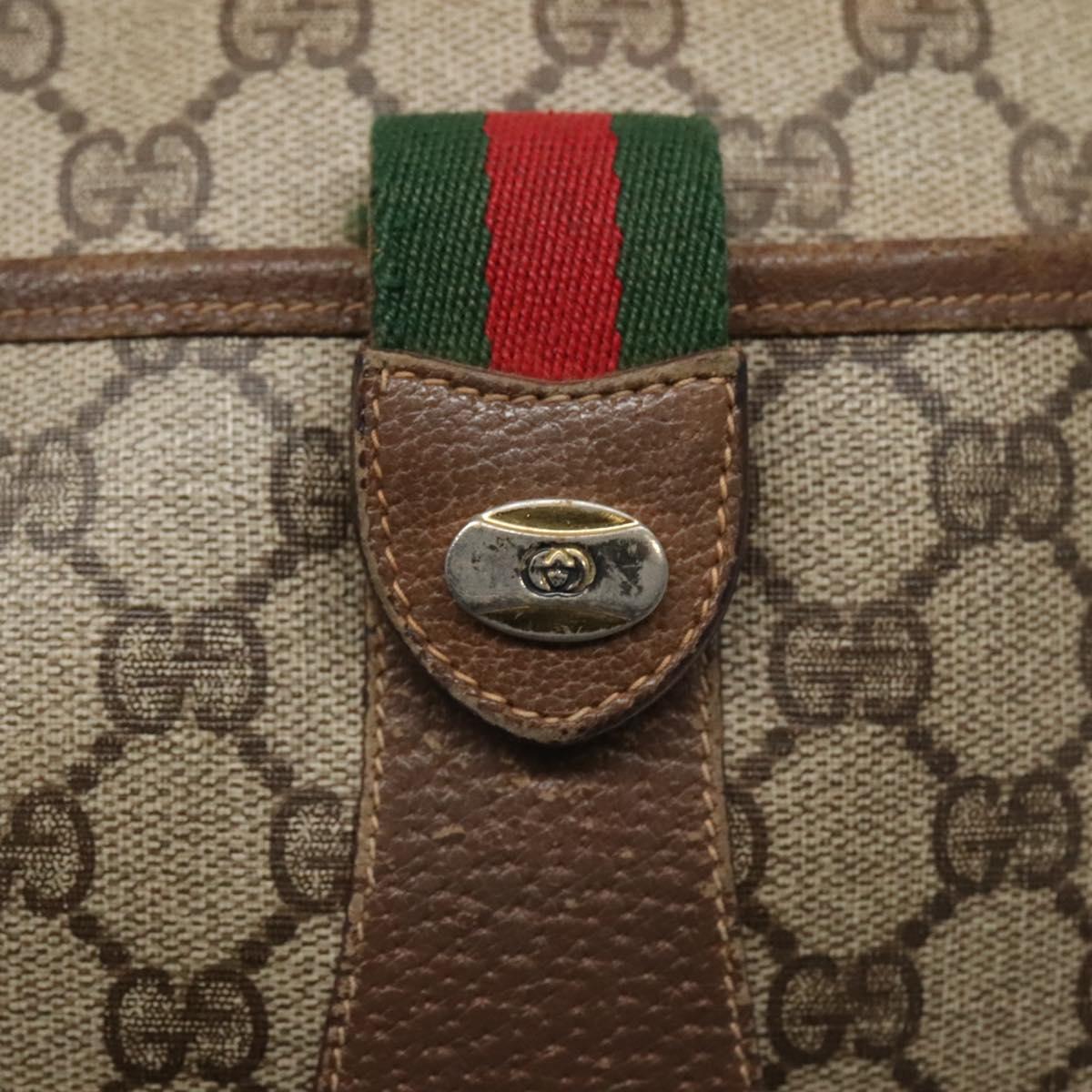 GUCCI GG Supreme Web Sherry Line Bag PVC Beige Gold 89 02 032 Auth BA728