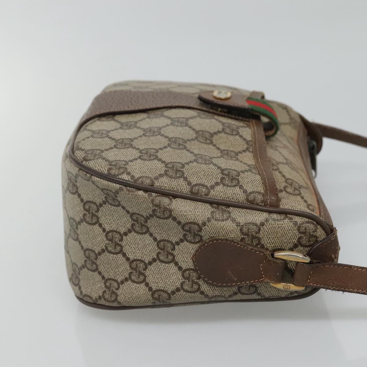 GUCCI GG Supreme Web Sherry Line Bag PVC Beige Gold 89 02 032 Auth BA728