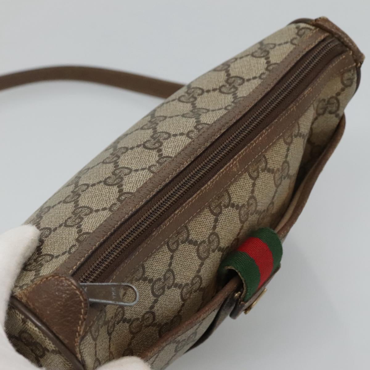 GUCCI GG Supreme Web Sherry Line Bag PVC Beige Gold 89 02 032 Auth BA728