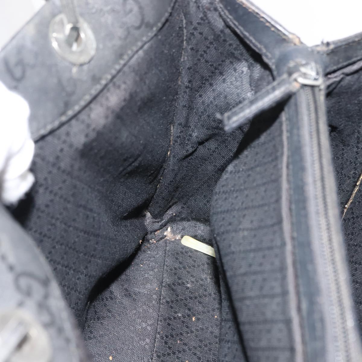 GUCCI Bamboo GG Canvas Hand Bag Black Silver 002 1010 3754 Auth BA7280