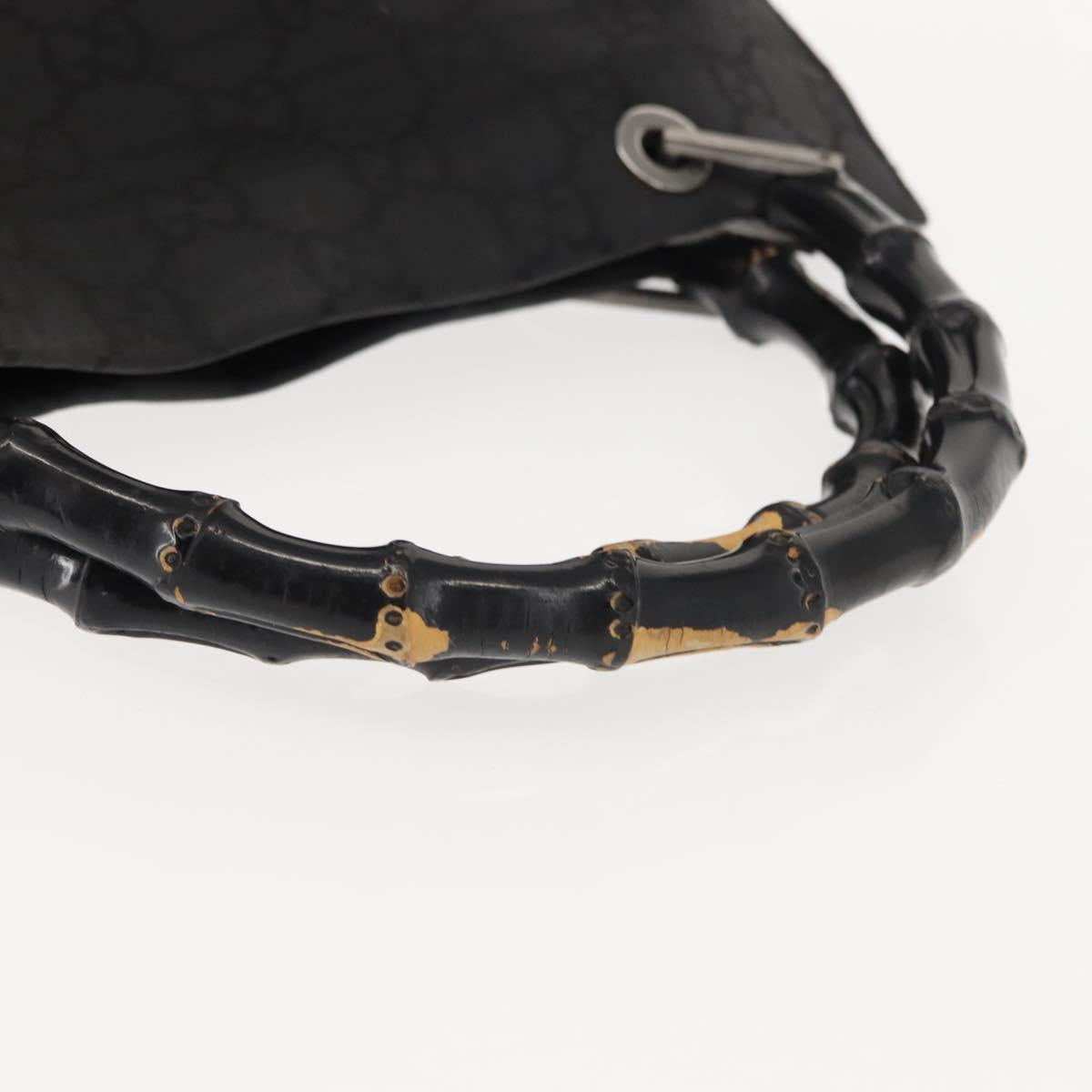 GUCCI Bamboo GG Canvas Hand Bag Black Silver 002 1010 3754 Auth BA7280