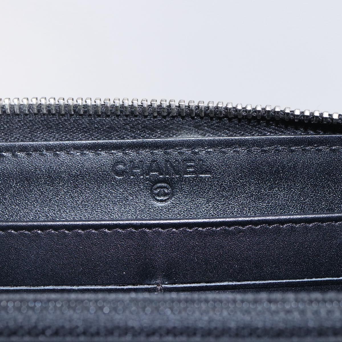 CHANEL Long Wallet Leather Gold Silver CC Auth BA7285