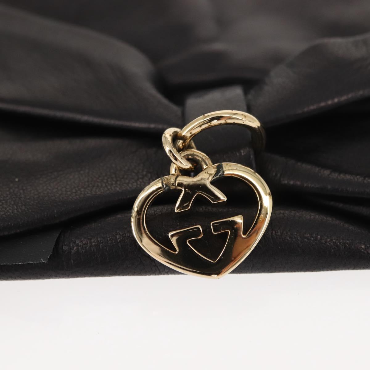 GUCCI Lovely Gloves Leather Black Auth BA7287V