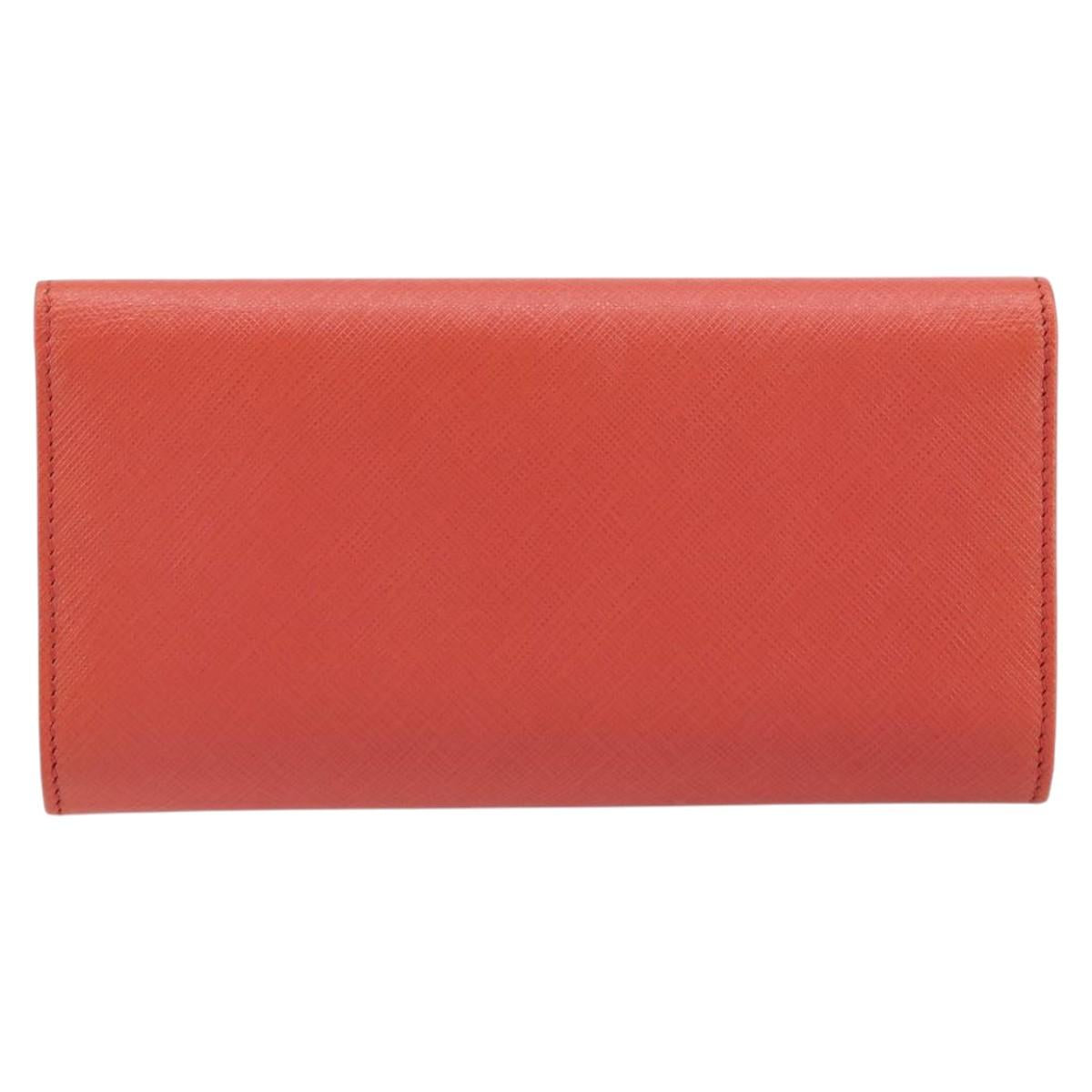 Salvatore Ferragamo Vala Long Wallet Leather Orange Gold Auth BA7289V