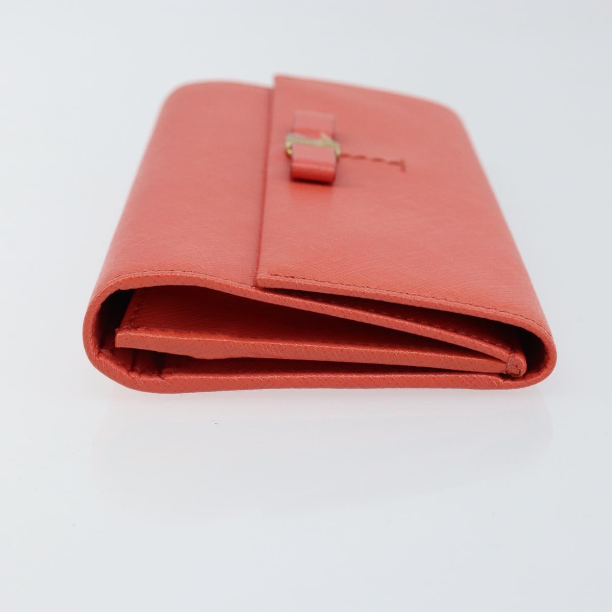 Salvatore Ferragamo Vala Long Wallet Leather Orange Gold Auth BA7289V