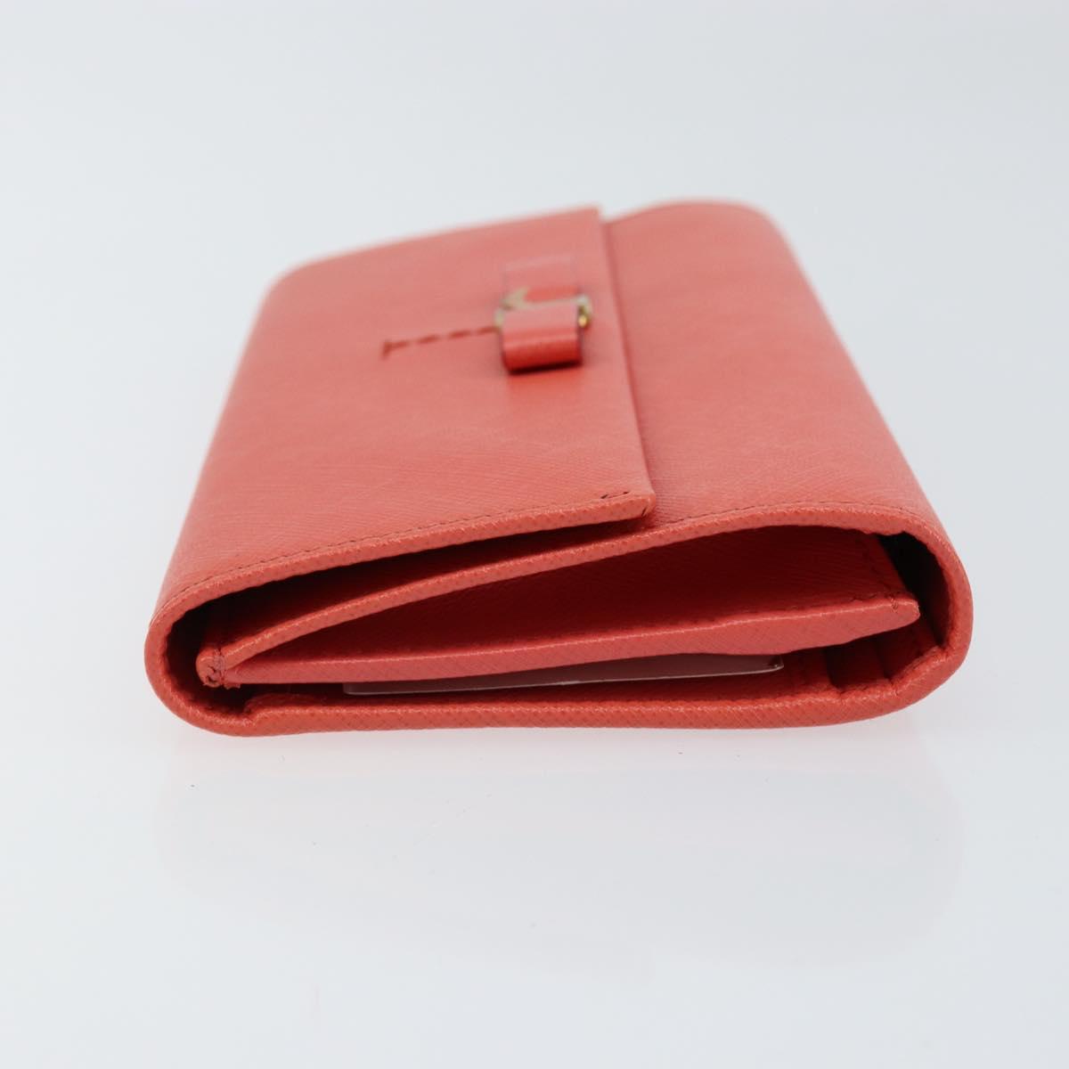 Salvatore Ferragamo Vala Long Wallet Leather Orange Gold Auth BA7289V
