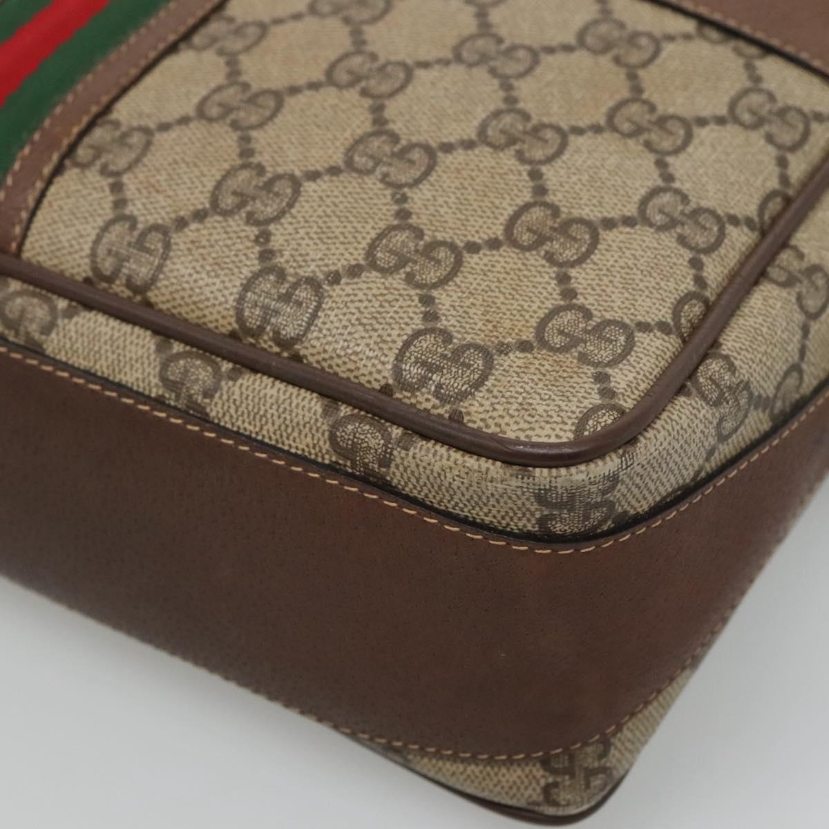 GUCCI GG Supreme Web Sherry Line Bag PVC Beige Gold 001 56 0860 Auth BA729