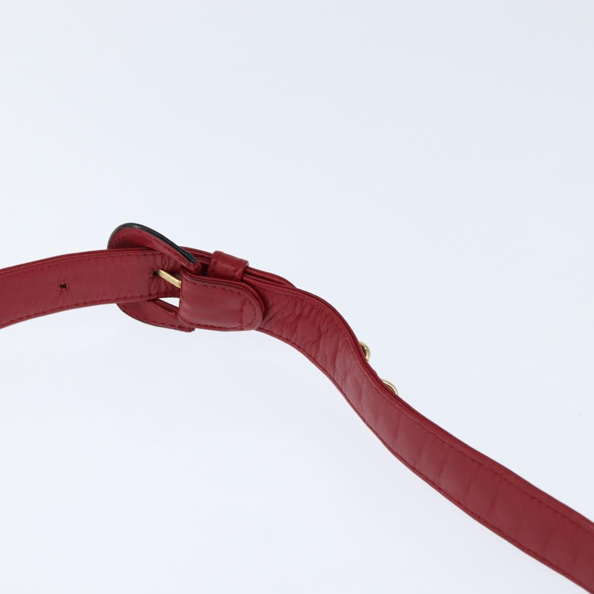 CHANEL Matelasse Waist Bag Lamb Skin Red Gold CC Auth BA7291