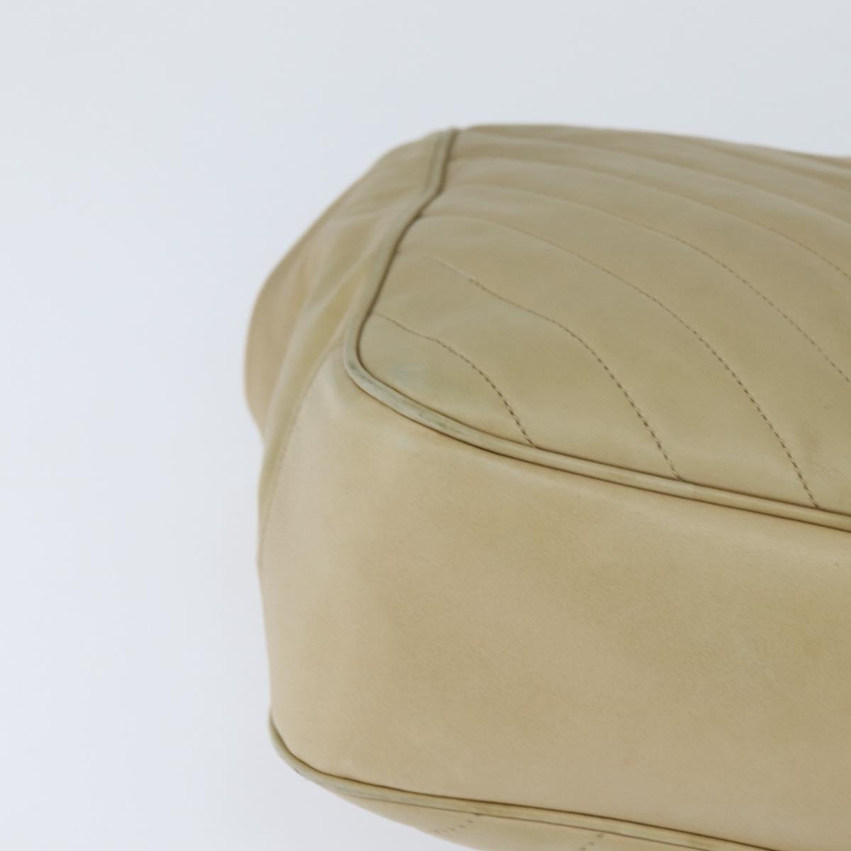 CHANEL Chain V Stitch Shoulder Bag Lamb Skin Beige Gold CC Auth BA7292