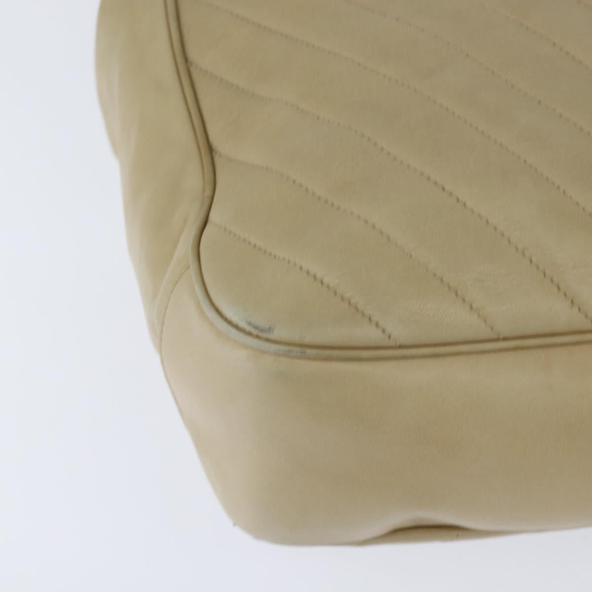 CHANEL Chain V Stitch Shoulder Bag Lamb Skin Beige Gold CC Auth BA7292