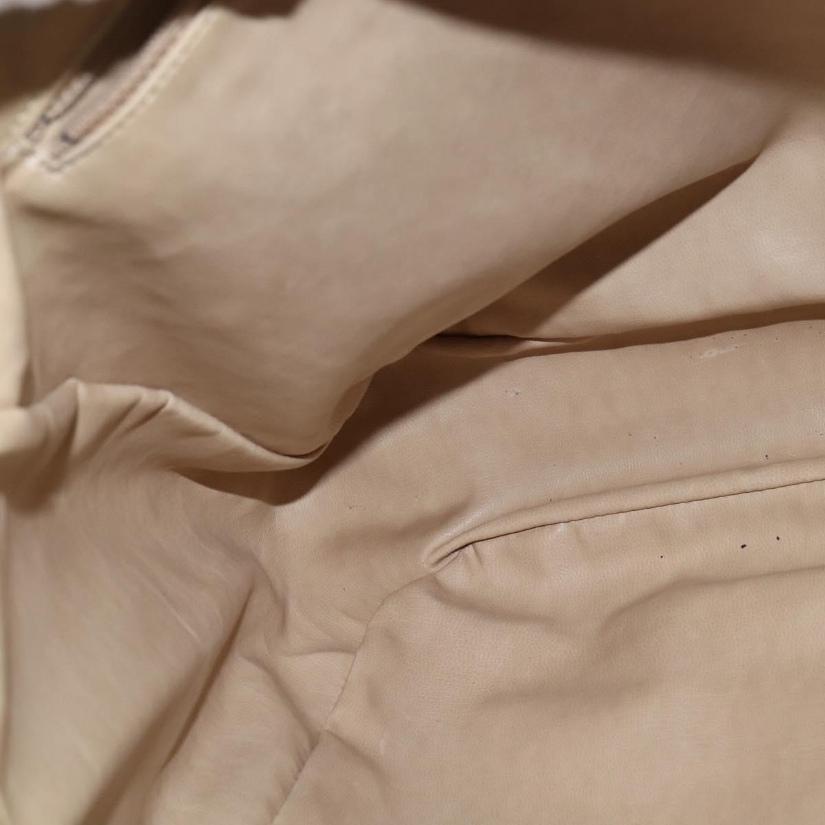 CHANEL Chain V Stitch Shoulder Bag Lamb Skin Beige Gold CC Auth BA7292