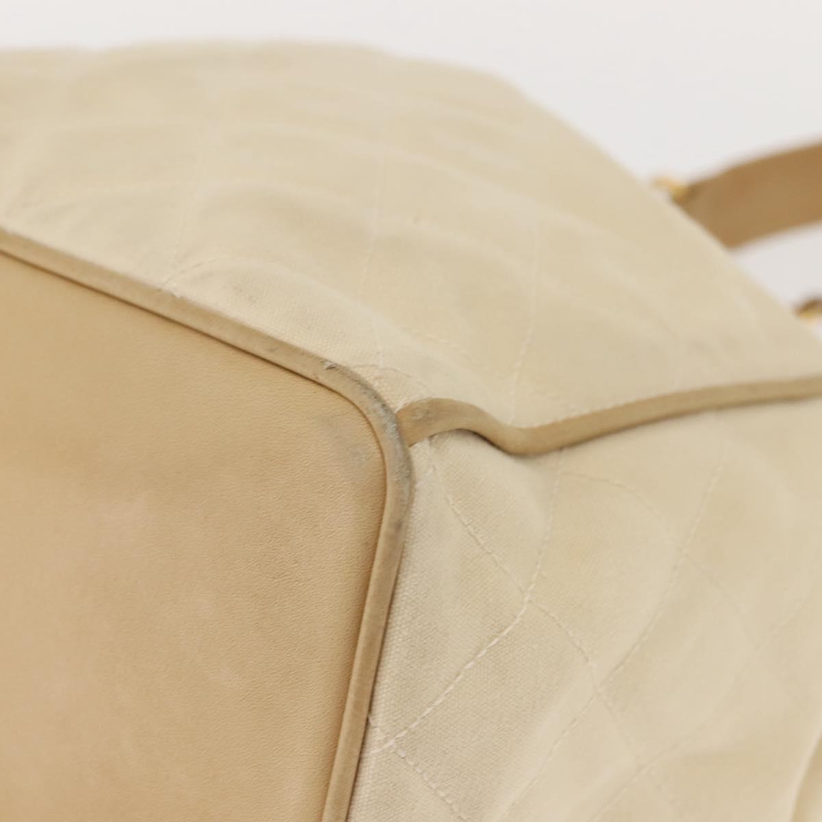 CHANEL Matelasse Chain Shoulder Bag Canvas Beige Gold CC Auth BA7293