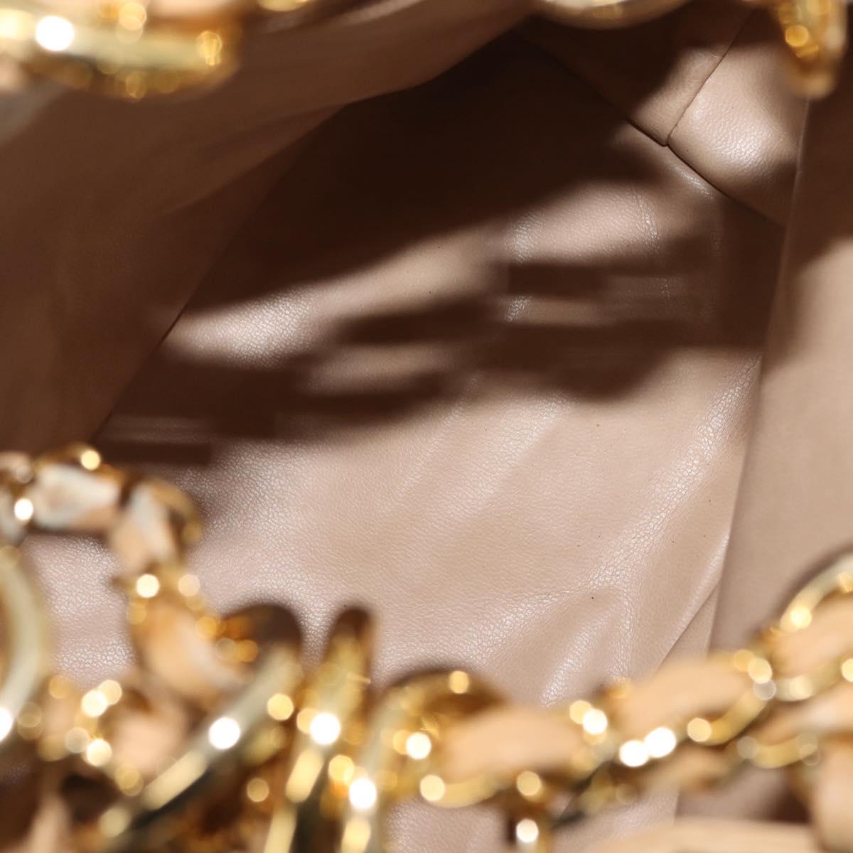 CHANEL Matelasse Chain Shoulder Bag Canvas Beige Gold CC Auth BA7293