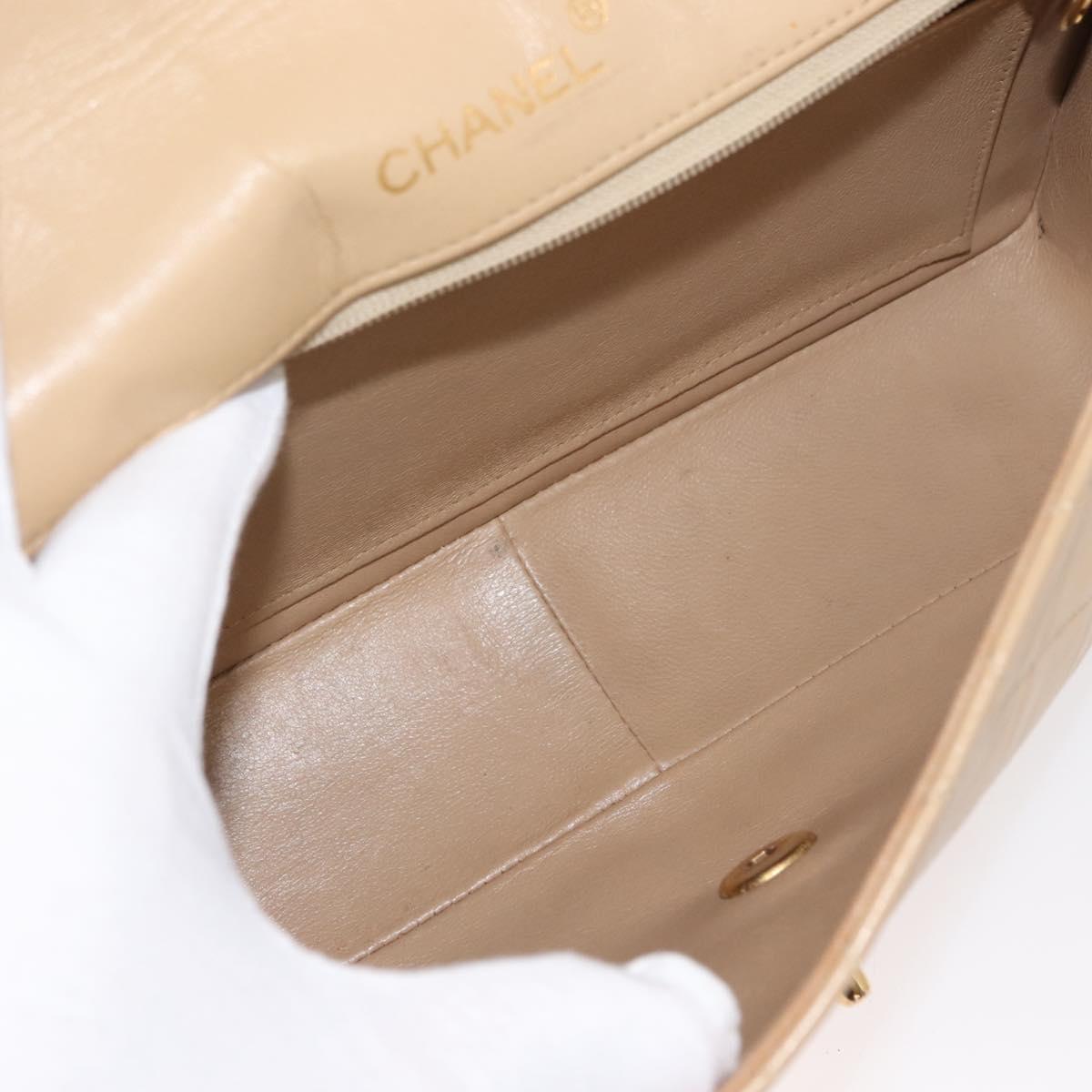 CHANEL Matelasse Chain Shoulder Bag Lamb Skin Beige Gold CC Auth BA7295
