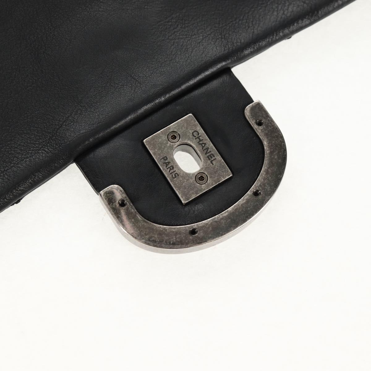 CHANEL Chain Matelasse Shoulder Bag Leather Black Silver CC Auth BA7297V