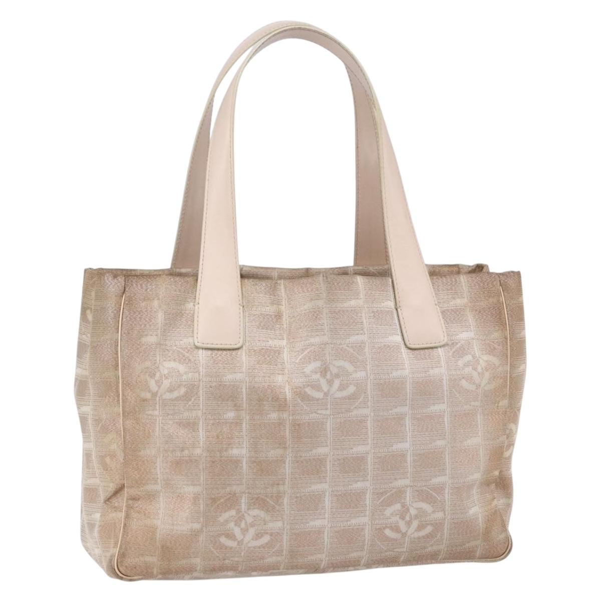 CHANEL New Travel Line Tote Bag Nylon Pink CC Auth BA7298