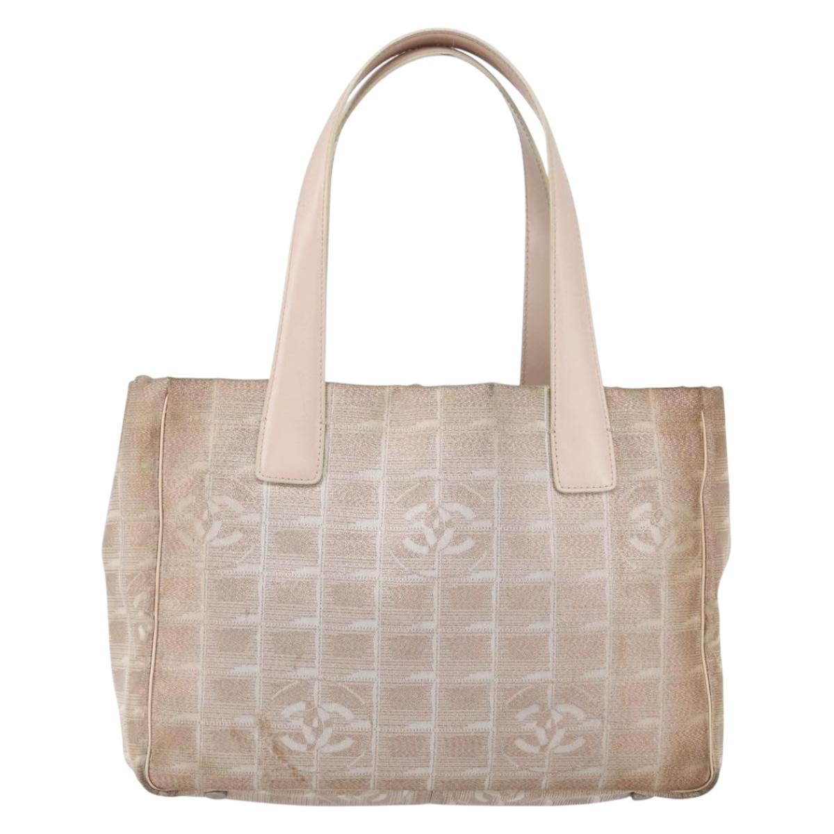 CHANEL New Travel Line Tote Bag Nylon Pink CC Auth BA7298