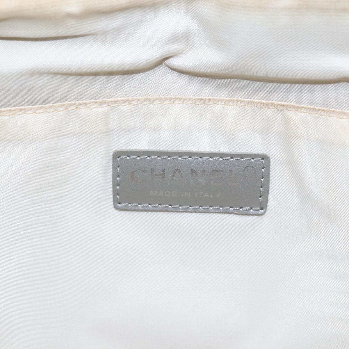 CHANEL New Travel Line Tote Bag Nylon Silver CC Auth BA7299