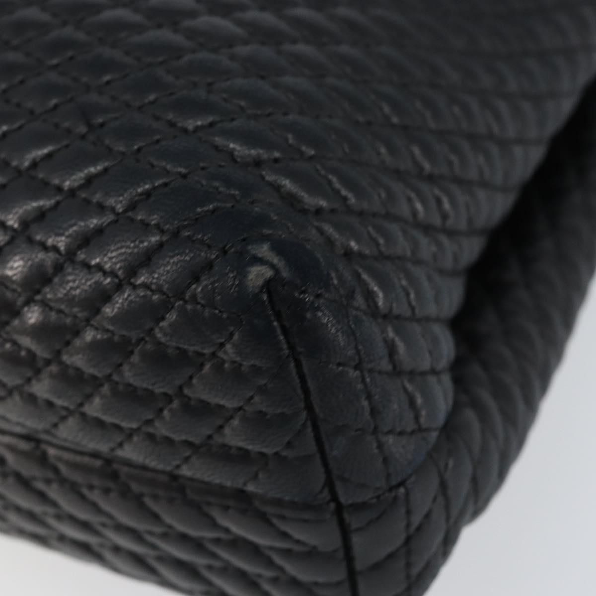 BALLY Hand Bag Leather Black Gold Auth BA7301