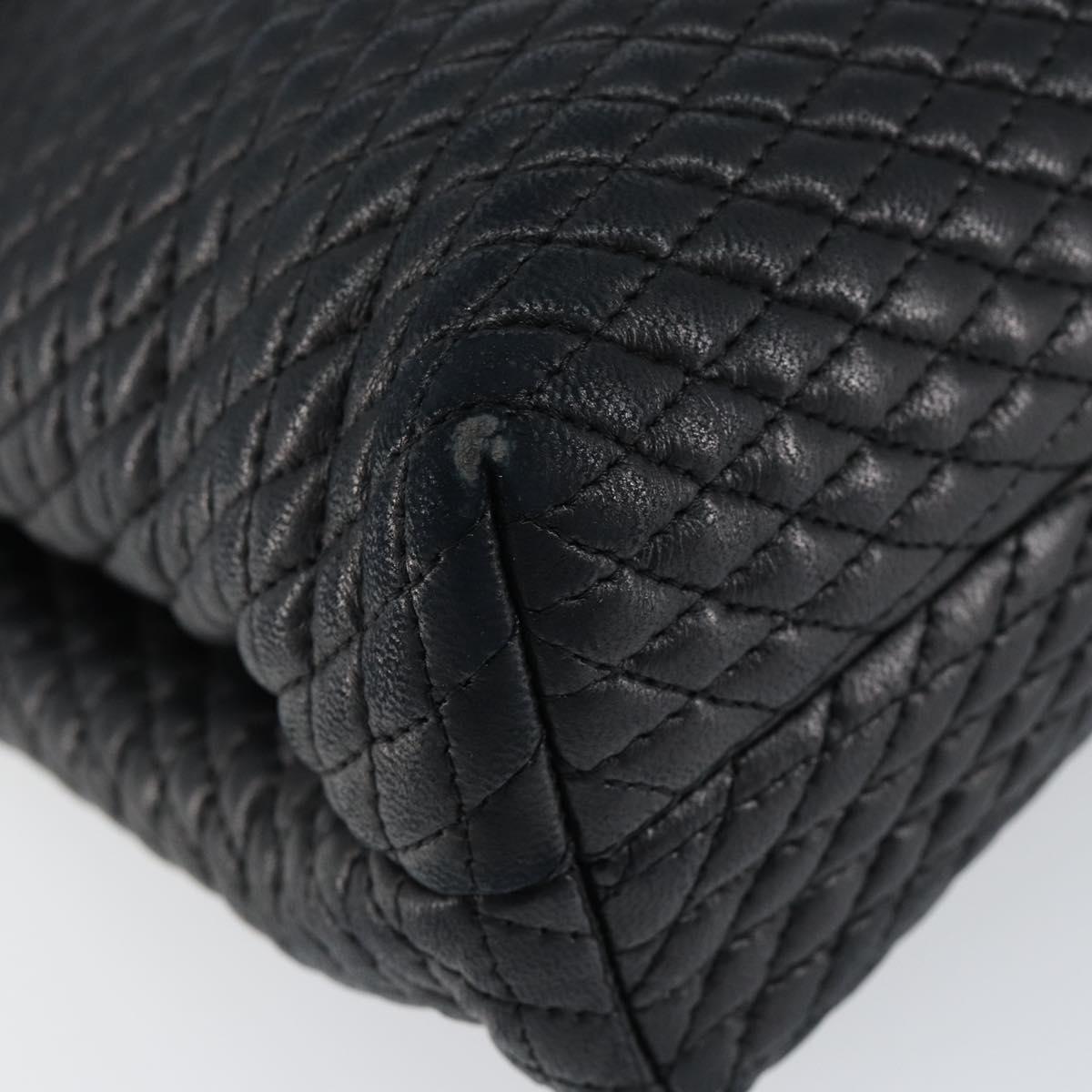 BALLY Hand Bag Leather Black Gold Auth BA7301