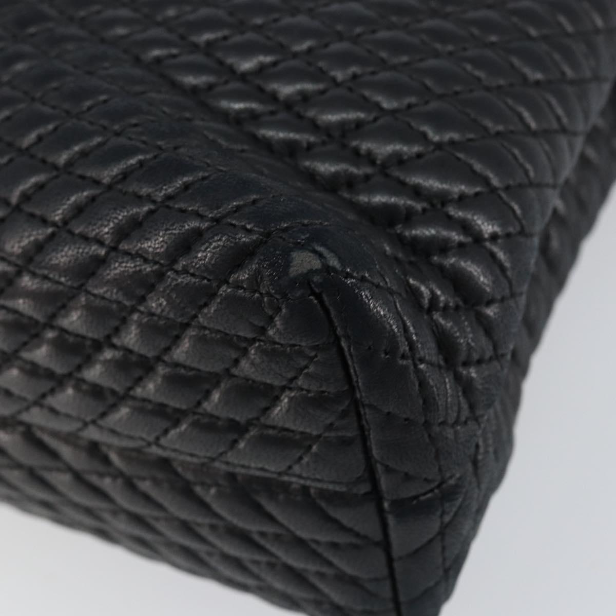 BALLY Hand Bag Leather Black Gold Auth BA7301