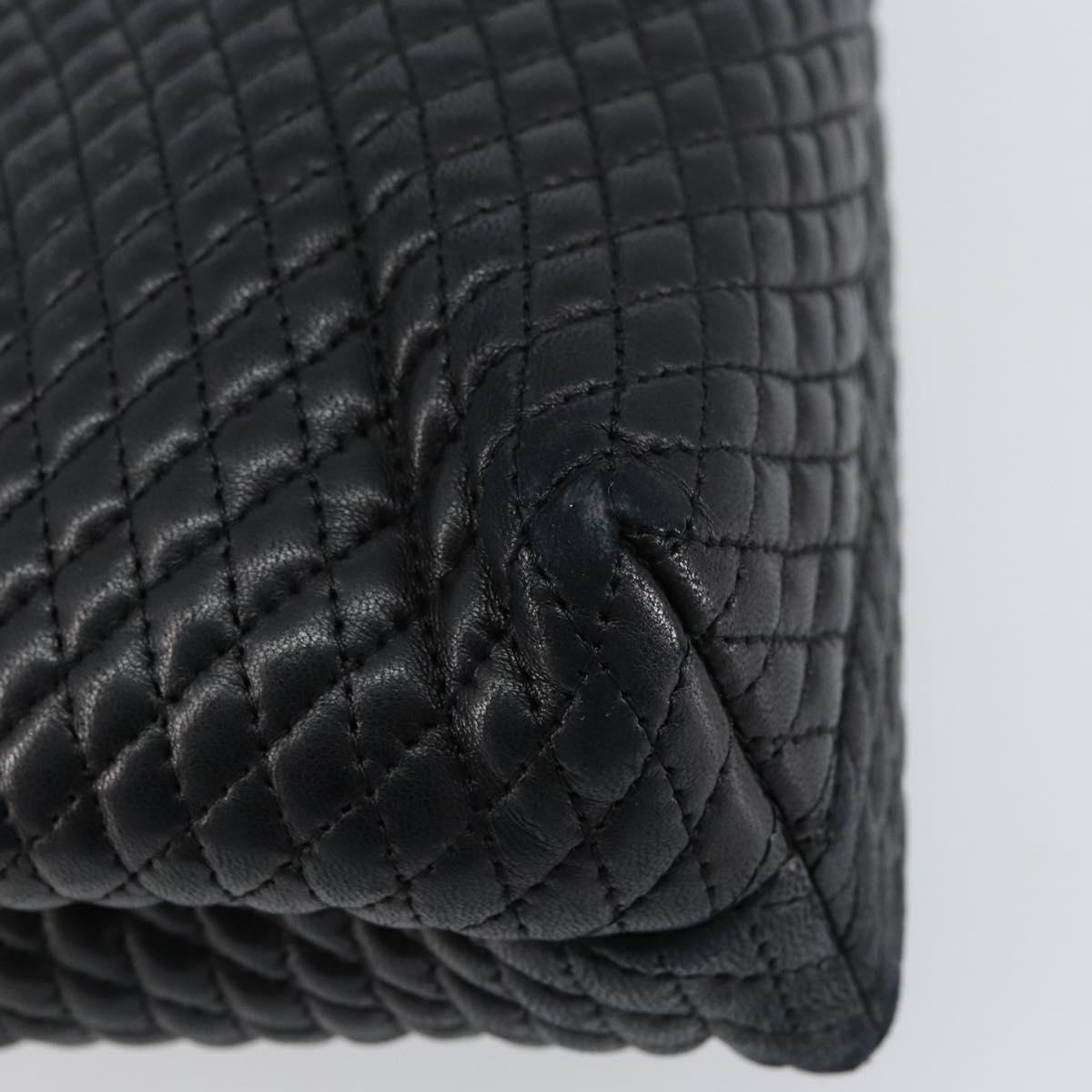 BALLY Hand Bag Leather Black Gold Auth BA7301