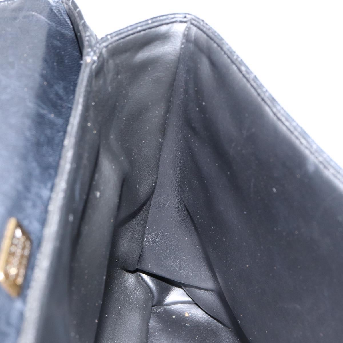 BALLY Hand Bag Leather Black Gold Auth BA7301