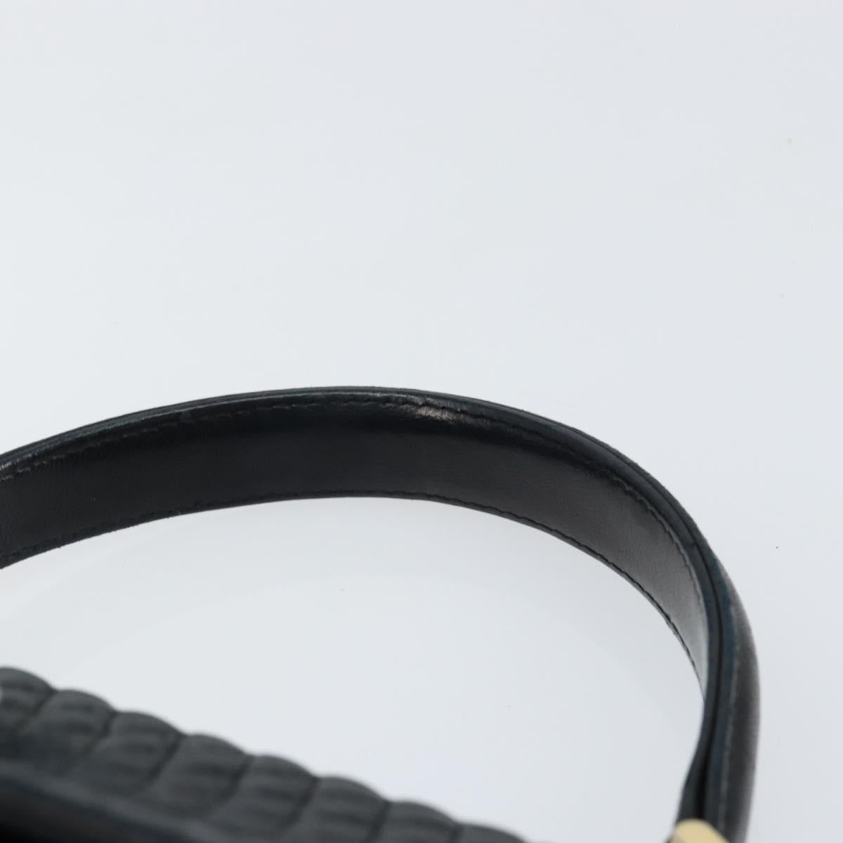 BALLY Hand Bag Leather Black Gold Auth BA7301