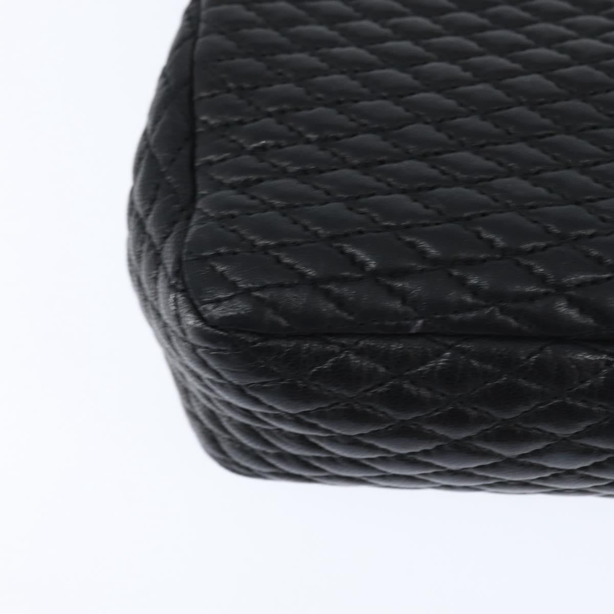 BALLY Chain Shoulder Bag Leather Black Gold Auth BA7302