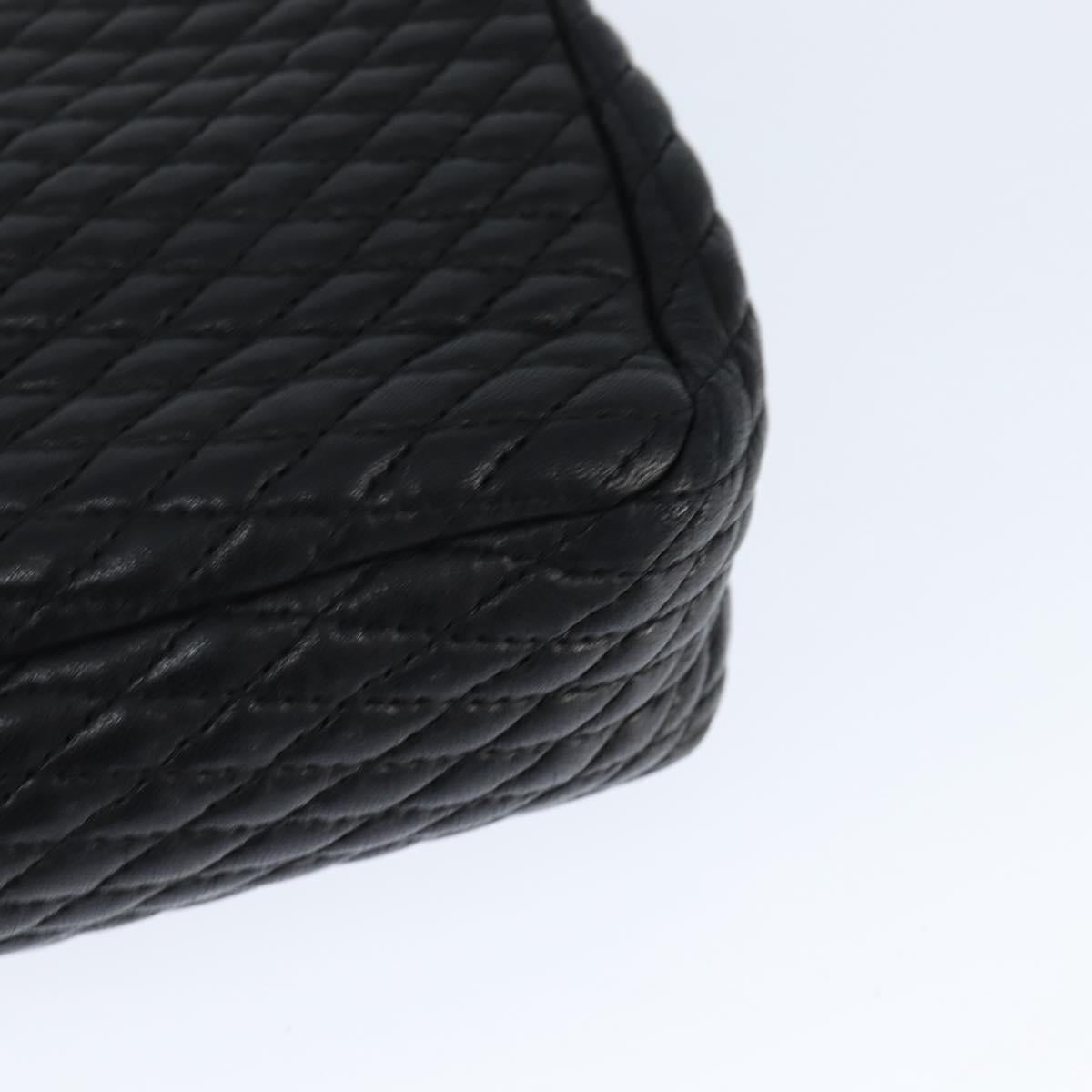 BALLY Chain Shoulder Bag Leather Black Gold Auth BA7302