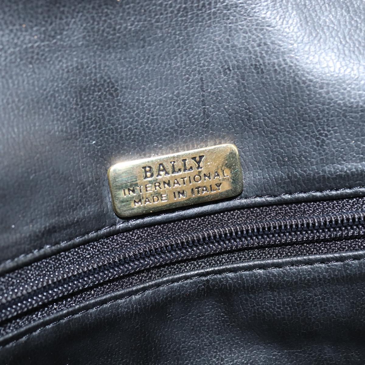 BALLY Chain Shoulder Bag Leather Black Gold Auth BA7302