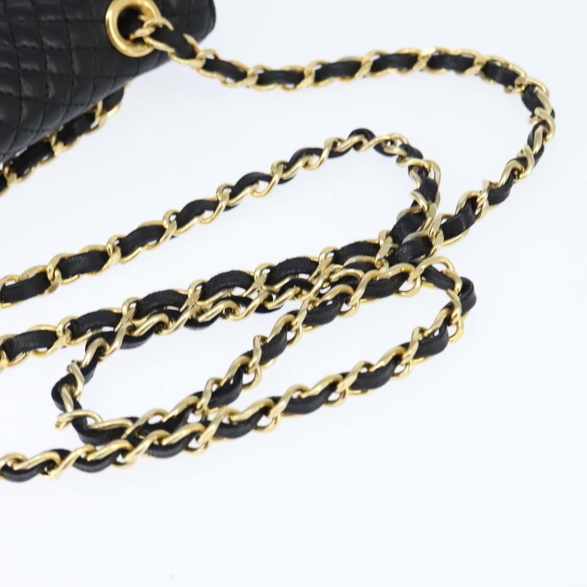 BALLY Chain Shoulder Bag Leather Black Gold Auth BA7302