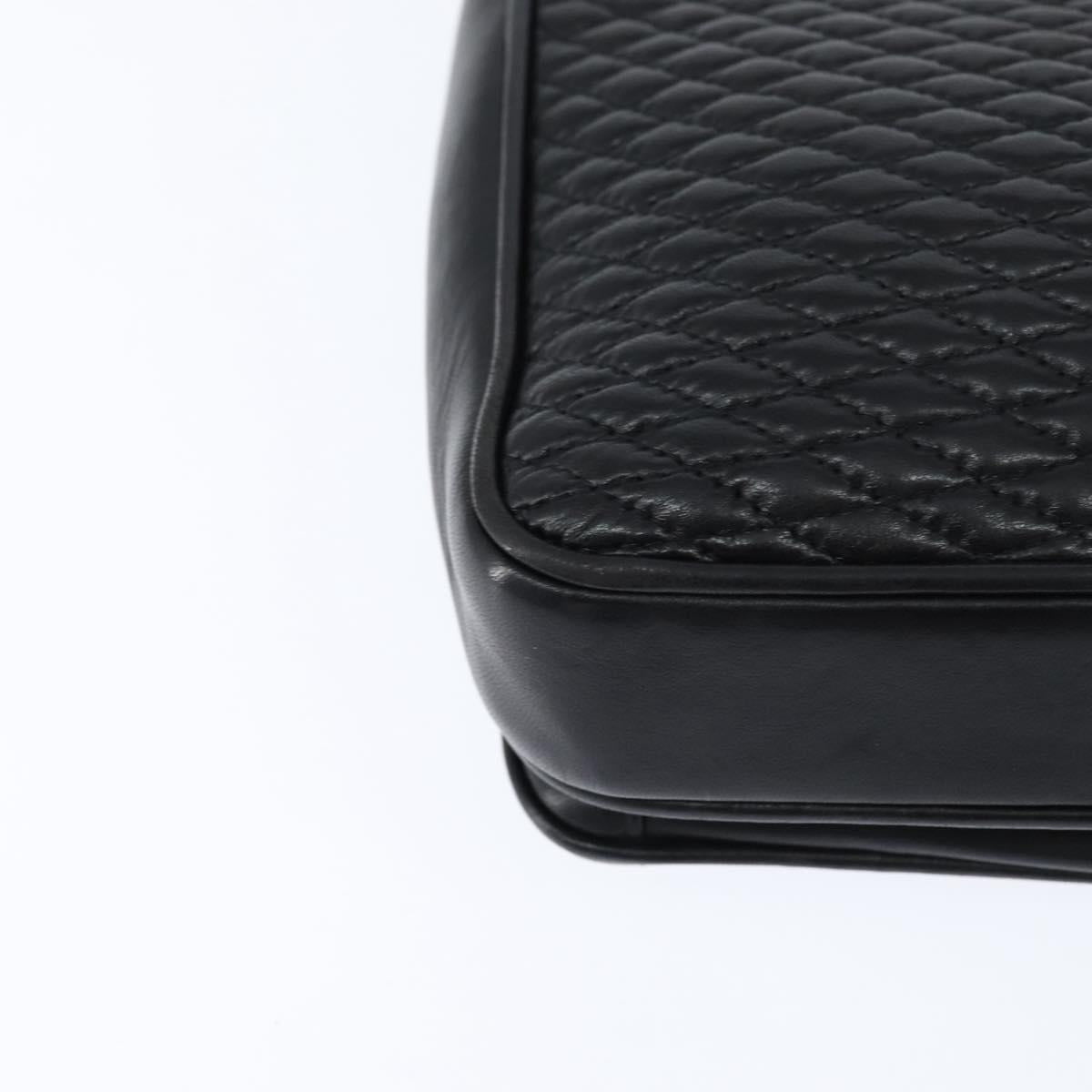 BALLY Chain Shoulder Bag Leather Black Gold Auth BA7303