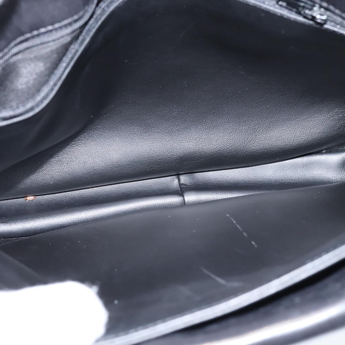 BALLY Chain Shoulder Bag Leather Black Gold Auth BA7303