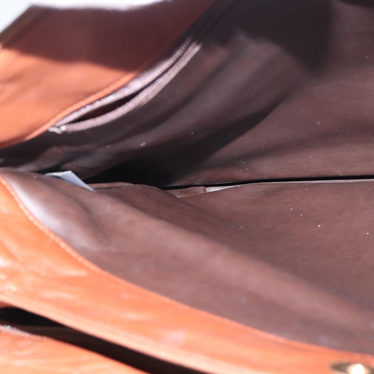 BALLY Tote Bag Leather Brown Gold Auth BA7304