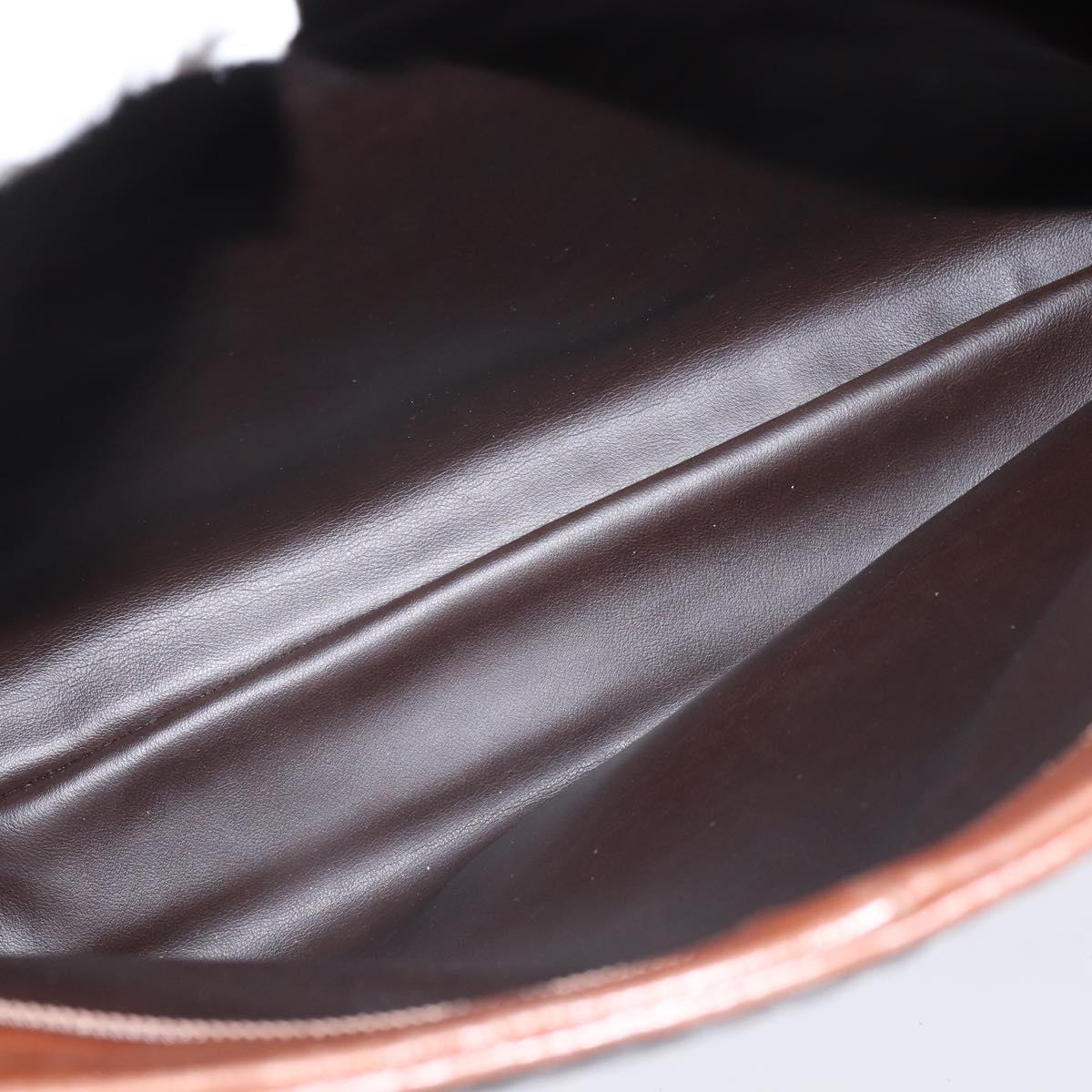 BALLY Tote Bag Leather Brown Gold Auth BA7304