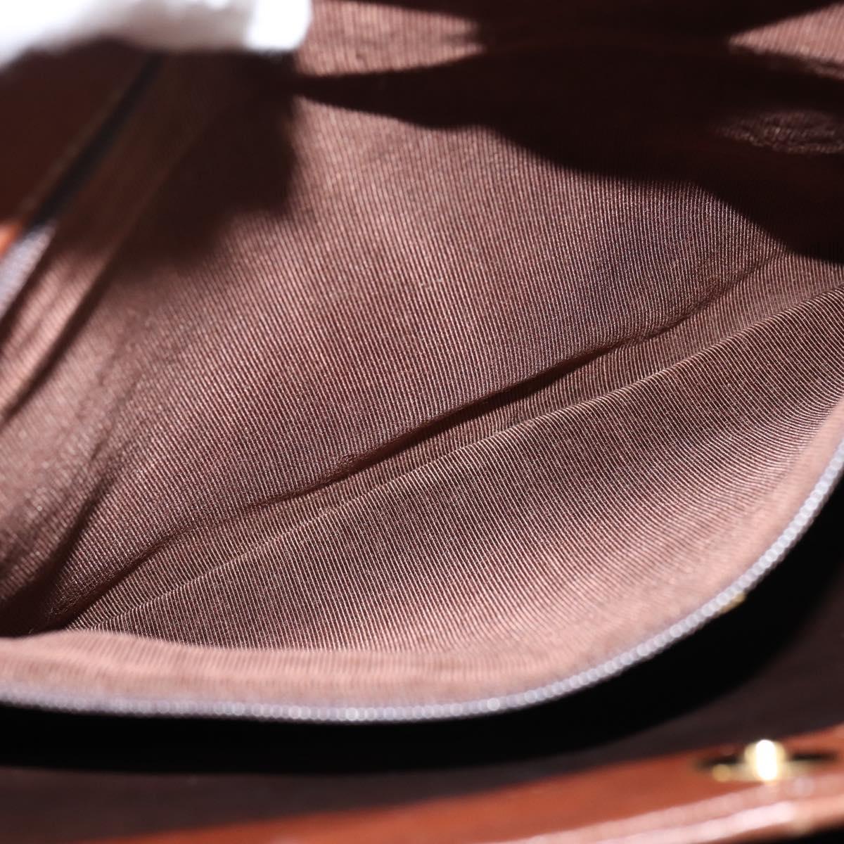 BALLY Tote Bag Leather Brown Gold Auth BA7304