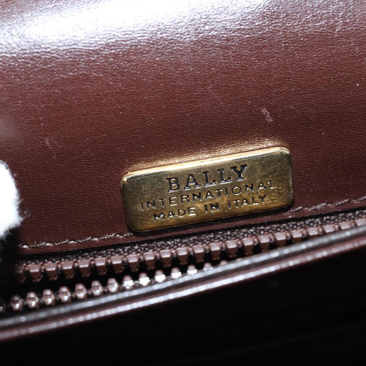 BALLY Shoulder Bag Leather Brown Gold Auth BA7305