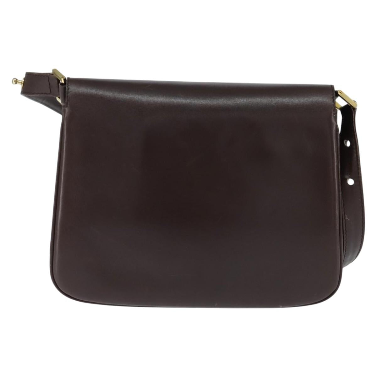 BALLY Shoulder Bag Leather Brown Gold Auth BA7305