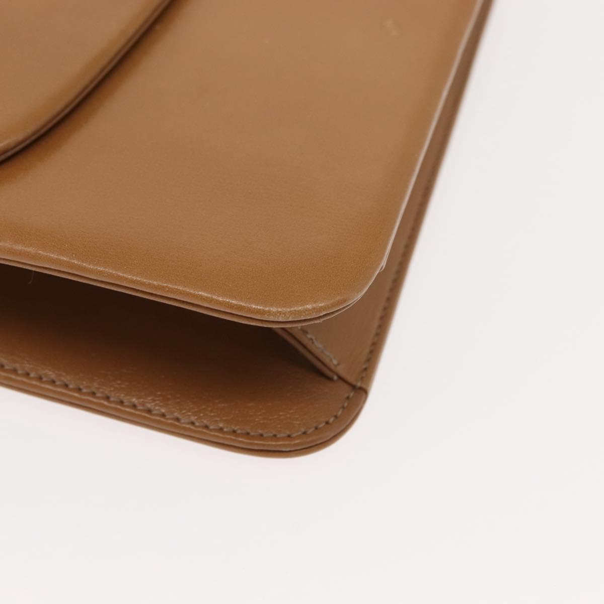 Christian Dior Chain Shoulder Bag Leather Beige Gold Auth BA7308