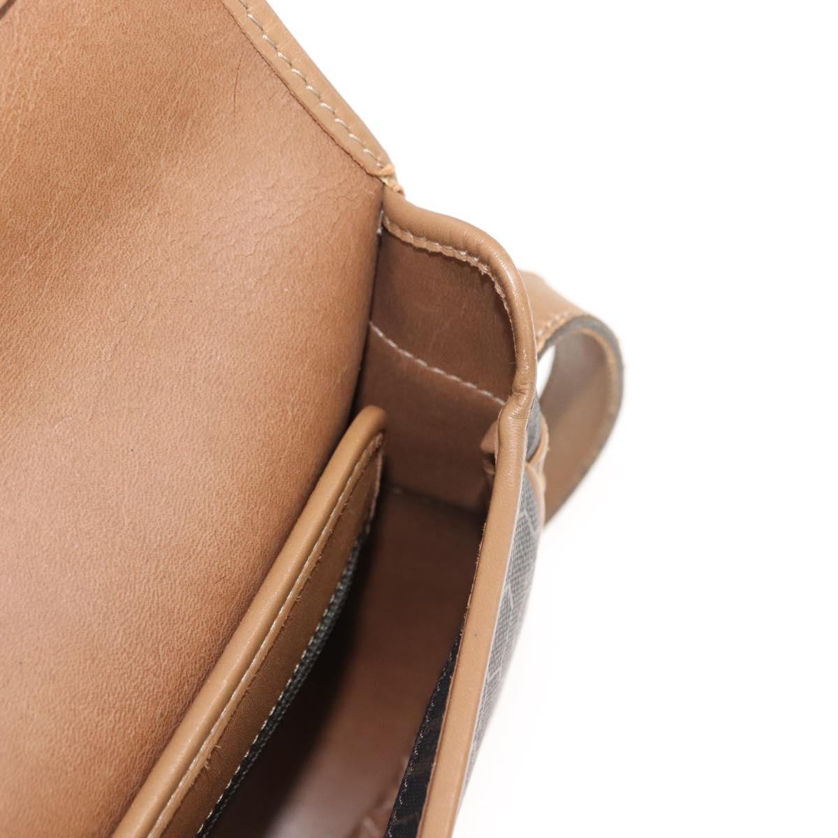 Christian Dior Honeycomb Canvas Shoulder Bag PVC Black Gold Auth BA7309