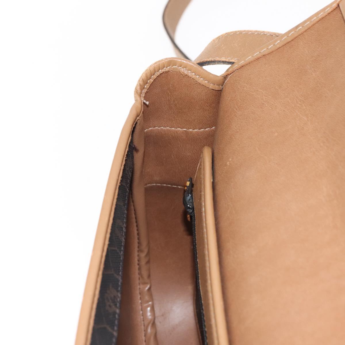 Christian Dior Honeycomb Canvas Shoulder Bag PVC Black Gold Auth BA7309