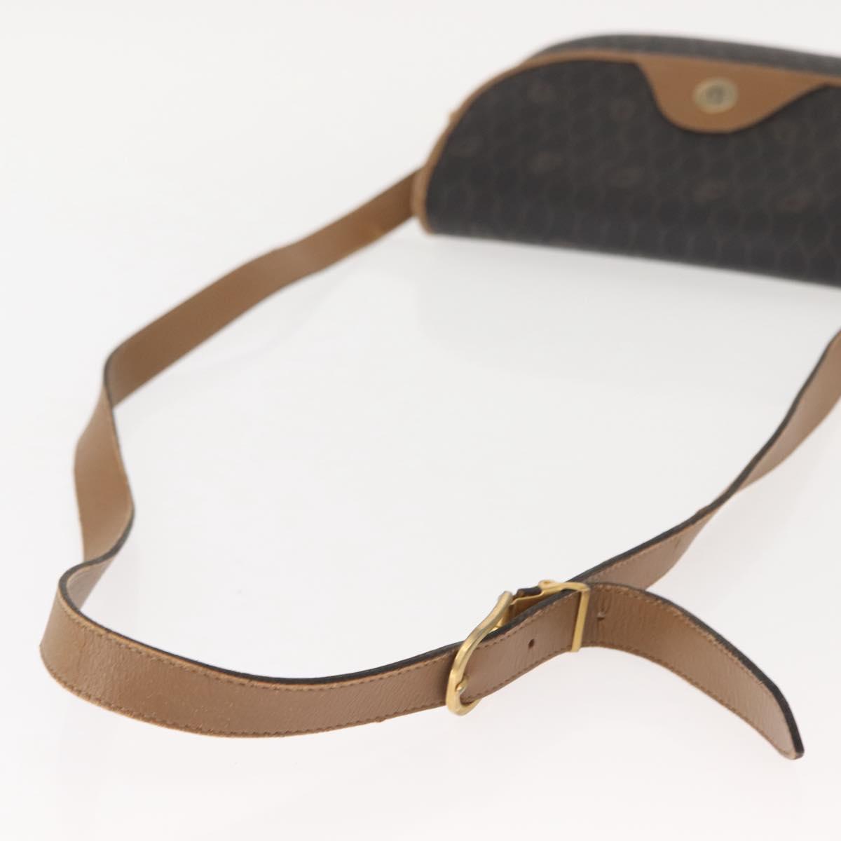 Christian Dior Honeycomb Canvas Shoulder Bag PVC Black Gold Auth BA7309