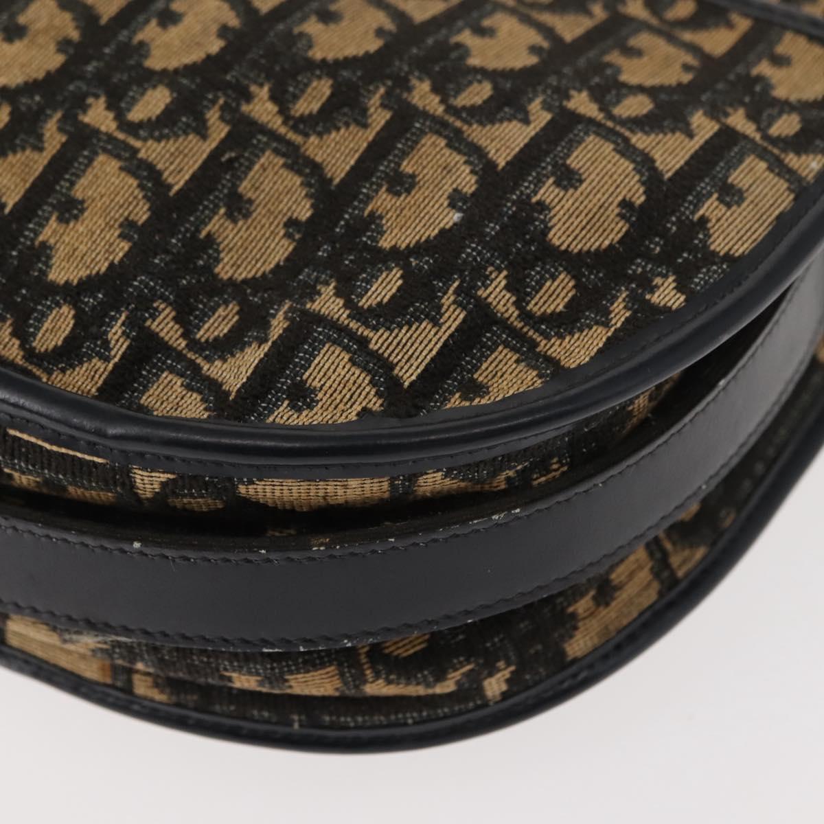 Christian Dior Trotter Canvas Shoulder Bag Navy Gold Auth BA7310