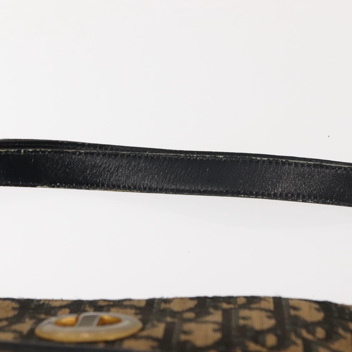 Christian Dior Trotter Canvas Shoulder Bag Navy Gold Auth BA7310